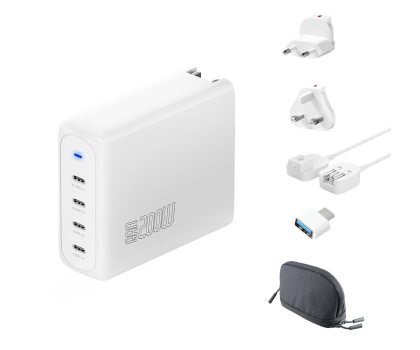 Ładowarka i akumulator 4smarts Flex Pro Travel GaN 200W 4xUSB-C biały